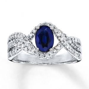 Kay Jewelers Natural Sapphire Ring - Diamonds 10K White Gold- Sapphire.jpg